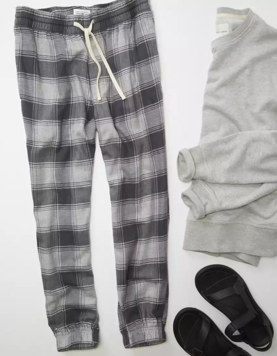 Loungewear American Eagle AE Flannel Joggers Grise Homme | CZH-05516472